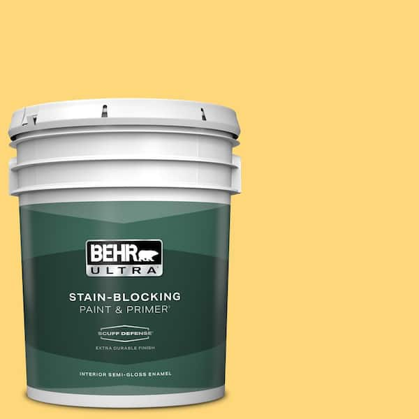 BEHR ULTRA 5 gal. Home Decorators Collection #HDC-SM16-05 Deviled Egg Extra Durable Semi-Gloss Enamel Interior Paint & Primer