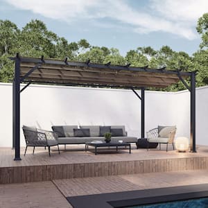 Florence 11 ft. x 16 ft. Aluminum Pergola in Gray Finish and Cocoa Canopy