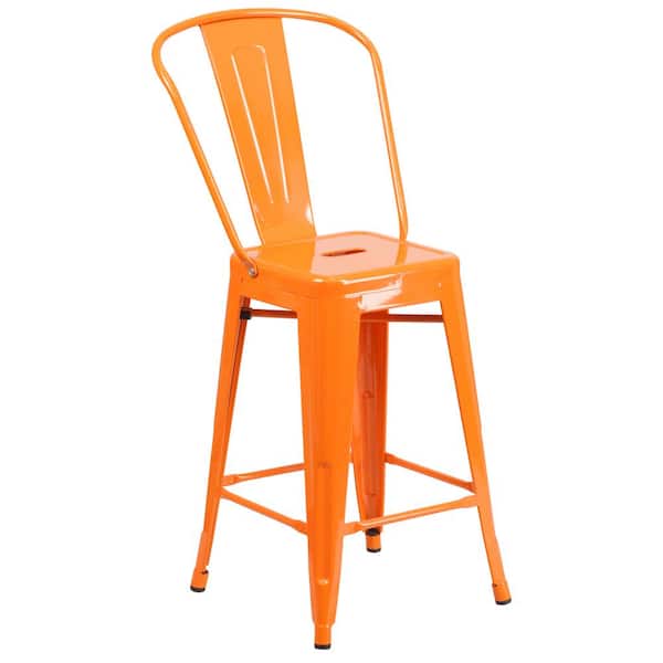 Flash Furniture 24.25 in. Orange Metal Bar Stool