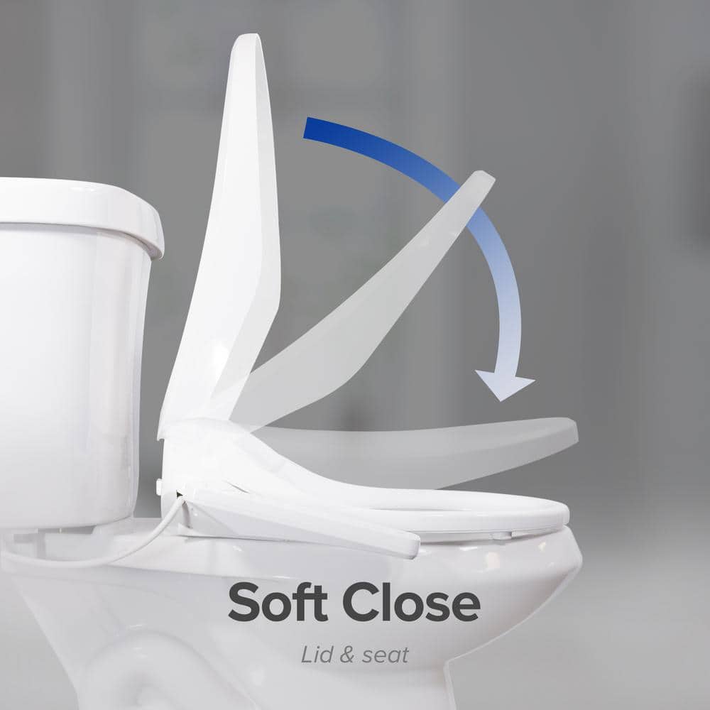 White Electric Bidet Toilet Seat with Heated Water and Touch Control
