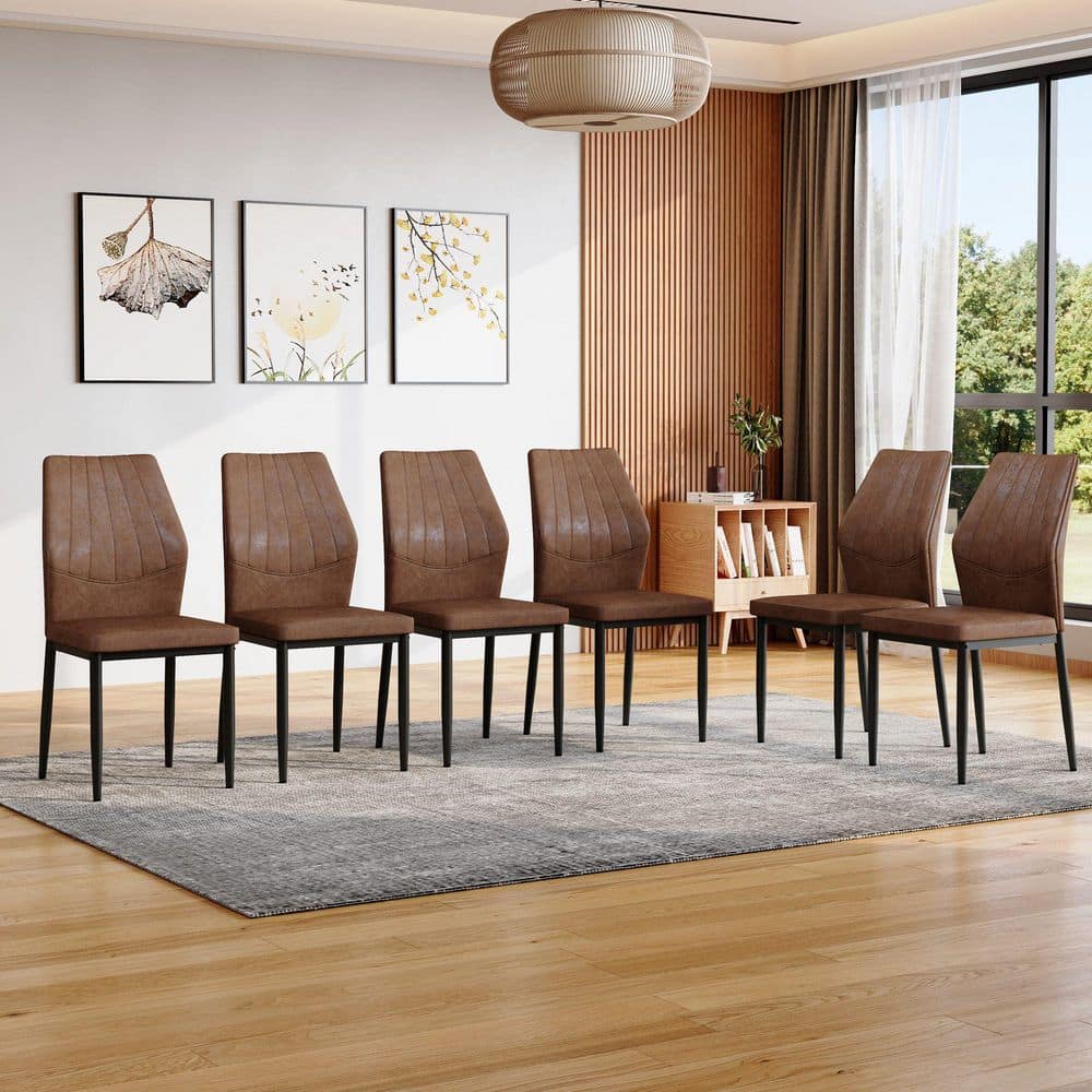 Brown/Black Fabric Dining Chairs Set of 6 price history on PriceWatchPro