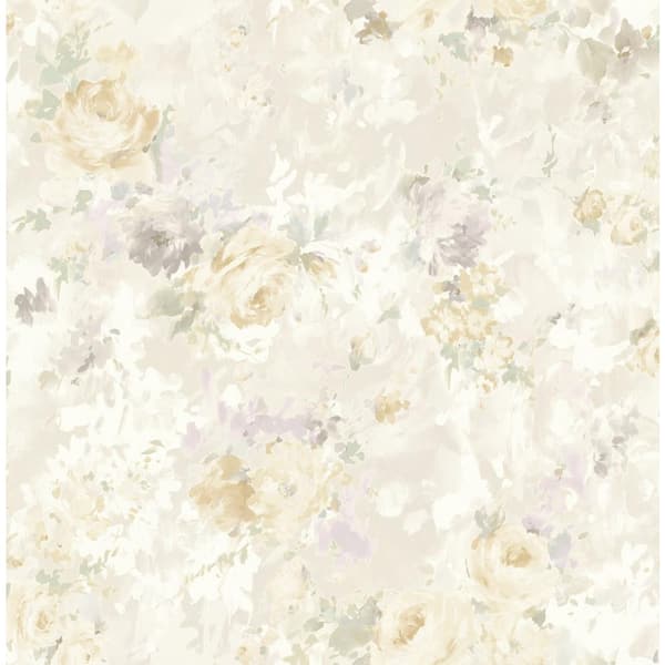 CASA MIA Rose Garden Beige and Yellow and Grey Paper Non-Pasted Strippable Wallpaper Roll (Cover 56.05 sq. ft.)