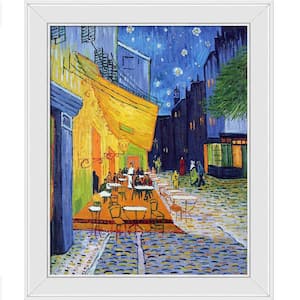 Cafe Terrace at Night by Vincent Van Gogh Galerie White Framed Architecture Oil Painting Art Print 20 in. x 24 in.