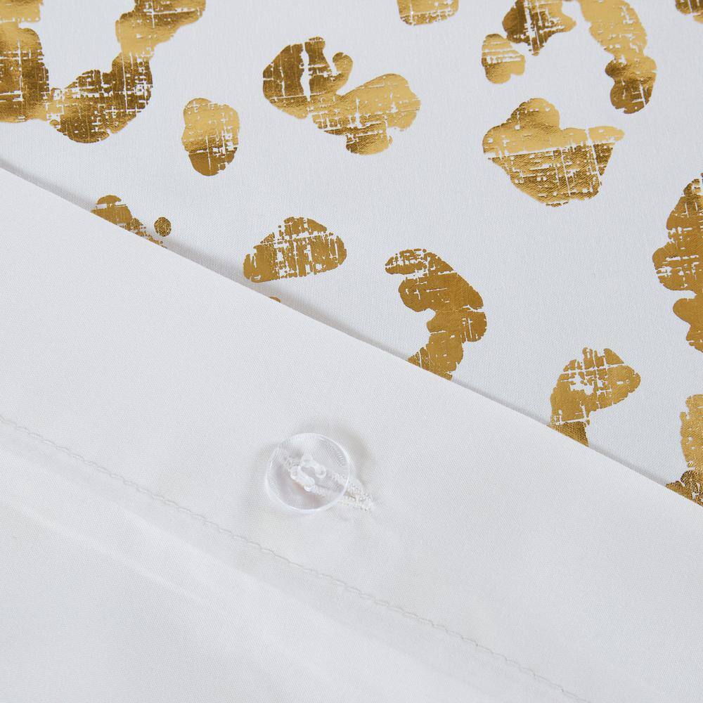 Ivory and Gold Metallic Animal Print Twin Duvet Cover Set