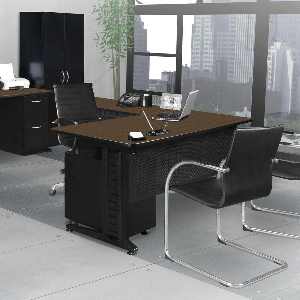 Fusion 72 in x 78 in. Neo Walnut Brown L Shape Desk Shell