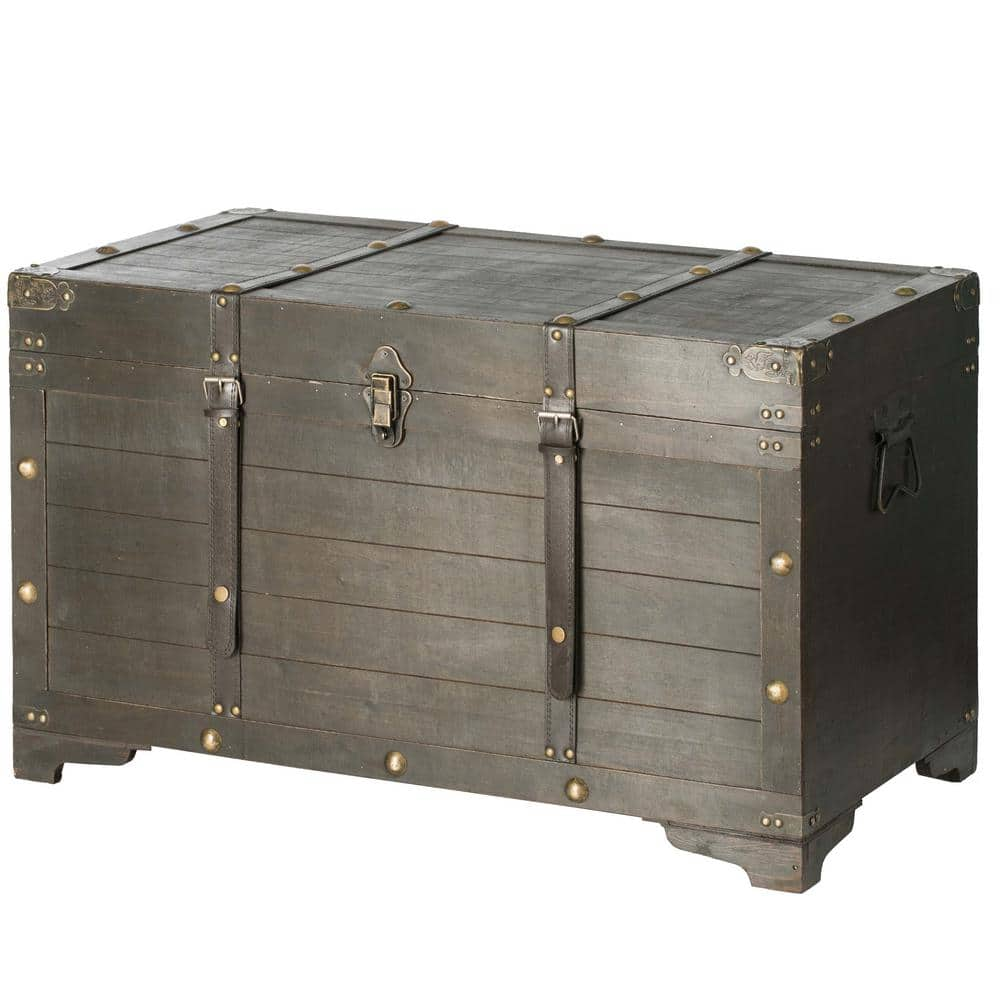 Litton Lane Brown Wood Rustic Trunk (Set of 3) 56670 - The Home Depot