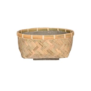5 in. Tall, Natural Finish Nala Low Small Bamboo Indoor Outdoor Square Planter