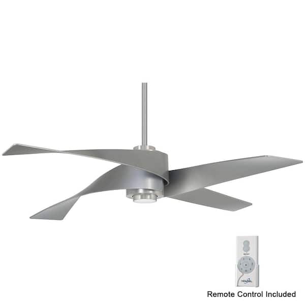 MINKA-AIRE Artemis IV 64 in. Integrated LED Indoor Brushed Nickel and Silver Ceiling Fan with Light with Remote Control