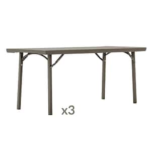 72 in. Brown Plastic Folding Banquet Tables (Set of 3)