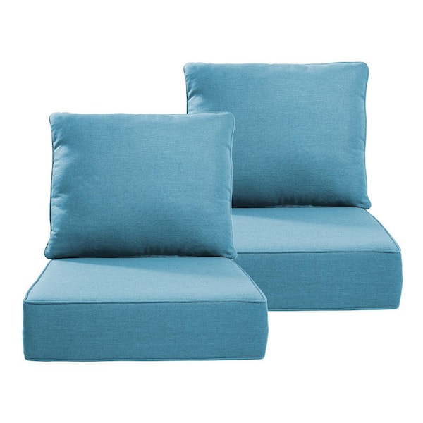 22 inch x 21 inch-4 Piece Replacement Outdoor Lounge Chair, Sectional, Couch Cushion in Baby Blue
