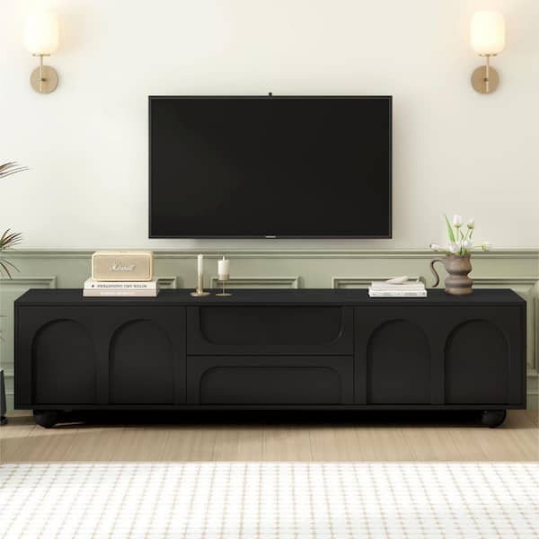 Nestfair 69.6 in. Black TV Stand Fits TVs up to 75 in. with