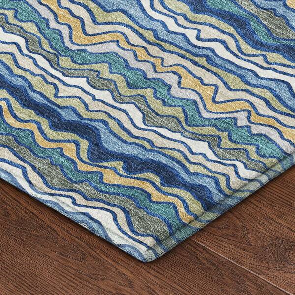 Mayfield Premium Machine Washable Abstract AMF2436 Navy 9 ft. x 12 ft. Area Rug