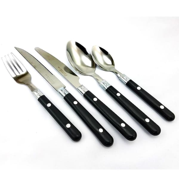 Casual Living Stainless Steel 58 Piece Flatware Set in Black