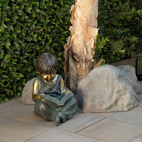 Girl Jumping Over Boy Garden Statue Outdoor Decor Sculpture Child Yard Lawn  Home