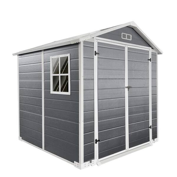 Tout 6 ft. W x 6 ft. D Grey Resin Plastic Garden Outdoor Storage Shed with Floor, Windows, Air Vents (31.98 sq. ft.)