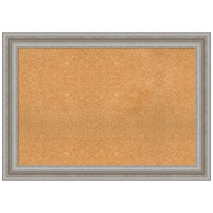 Parlor Silver 41.50 in. x 29.50 in. Framed Corkboard Memo Board
