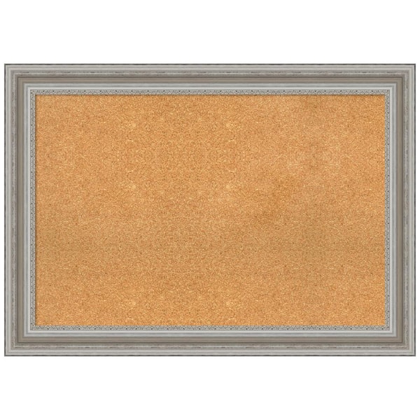 Amanti Art Parlor Silver 41.50 in. x 29.50 in. Framed Corkboard Memo Board