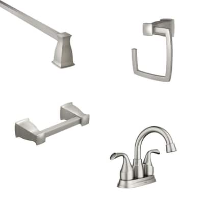 MOEN Idora 4 in. Centerset 2-Handle Bathroom Faucet in Spot Resist ...