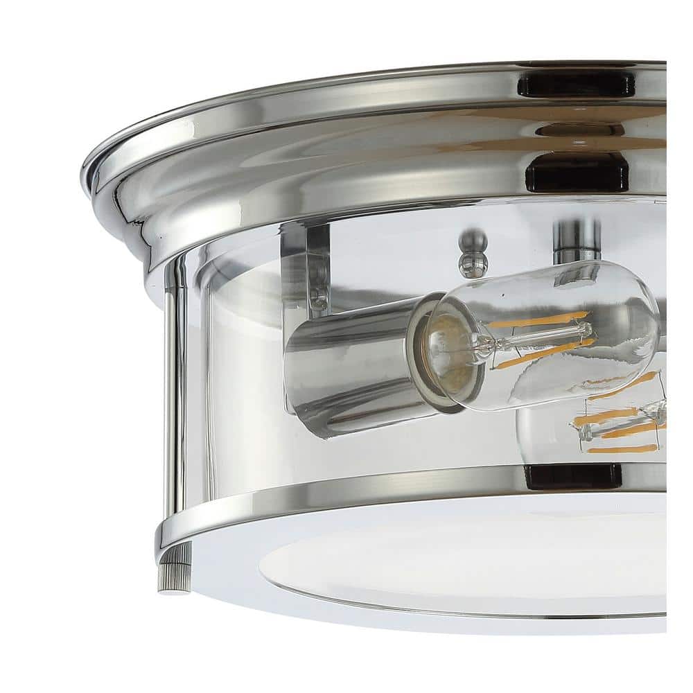 Lauren 13.25" Silver Glass and Chrome LED Flush Mount