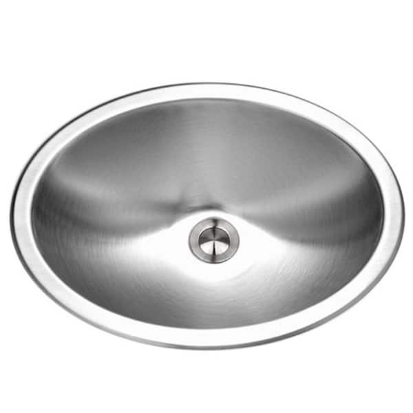 HOUZER Opus Series Topmount Stainless Steel 15.5 in. x 11.5 in. Oval Bowl Bathroom Sink, without Overflow CHT-1800-1