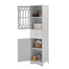 URTR White Storage Cabinet with 2 Doors &1 Drawer, Tall Bathroom Cabinet  with Adjustable Shelf, Narrow Floor Storage Cabinet T-02106-K - The Home  Depot