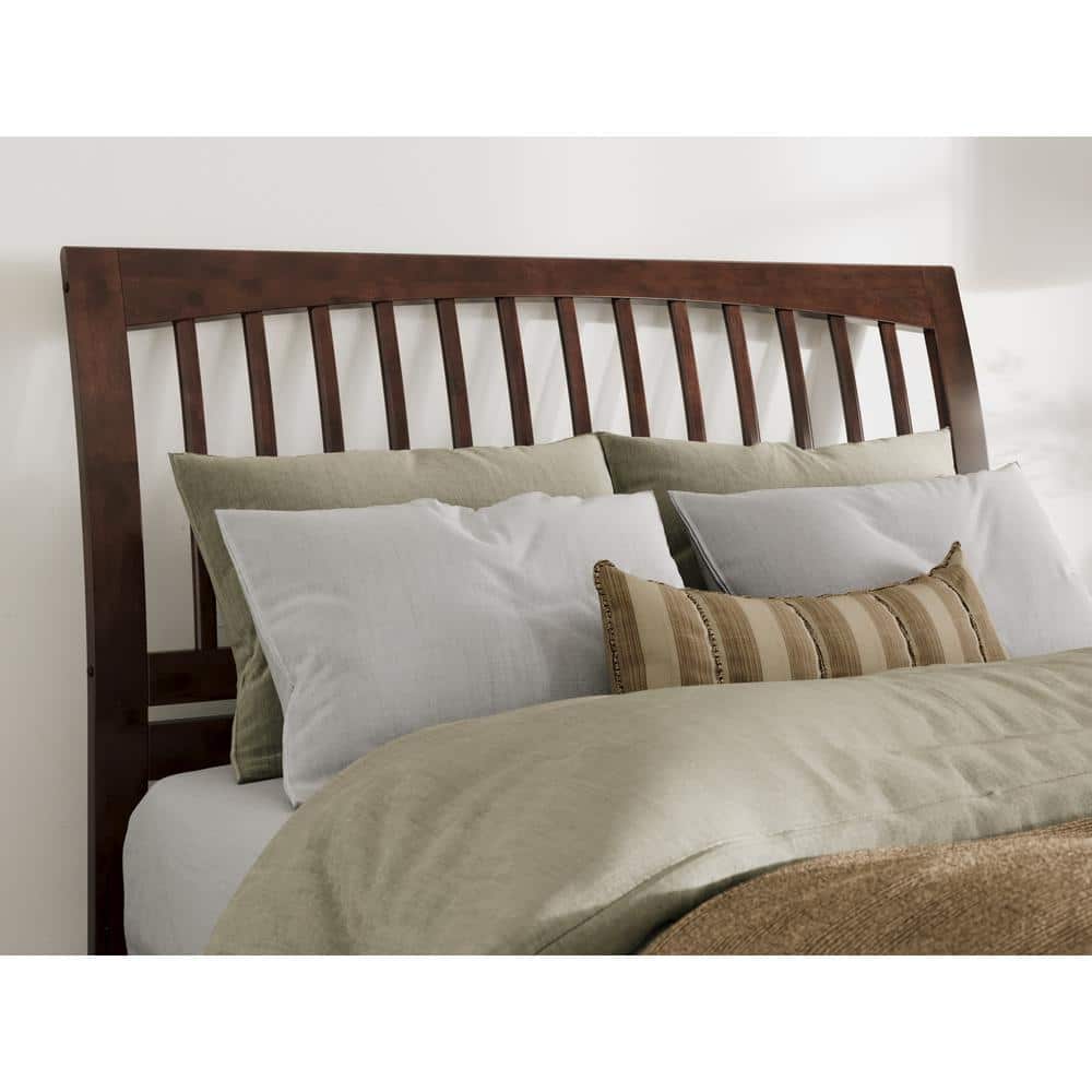 Orleans Queen Walnut Wood Low Profile Sleigh Platform Bed