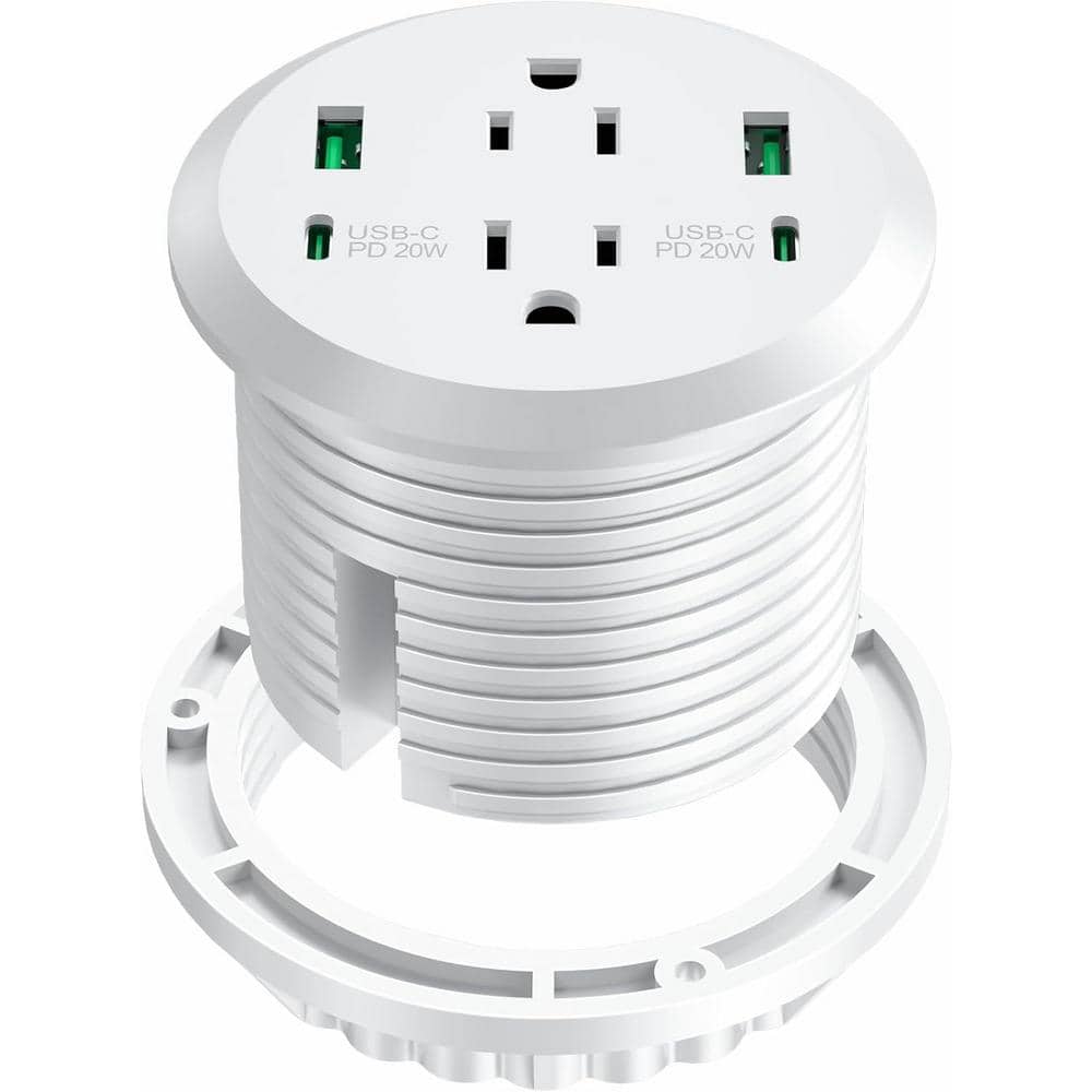 6 ft. 2-Outlet Surge Protector Flush Mount Recessed Outlet with 2 USB-A, 2 USB-C Ports in White price history on PriceWatchPro