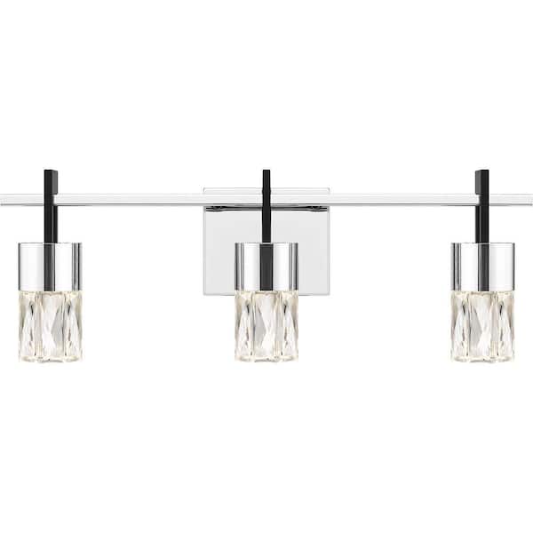 Quoizel Adena 22 in. Polished Chrome LED Vanity Light Bar with Clear Crystal Glass