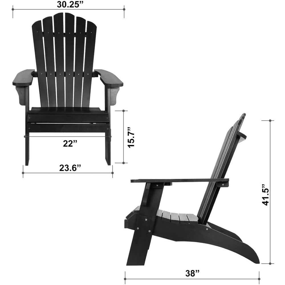 Black Polystyrene Adirondack Chair with Cup Holder