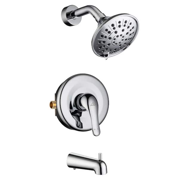 Boyel Living Single Handle 3-Spray Patterns Tub and Shower Faucet 1.8 GPM in Chrome Valve Included