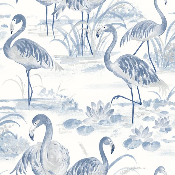 Chesapeake Everglades Blue Flamingos Paper Strippable Roll (Covers