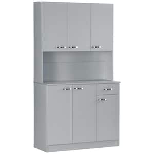 39.75 in. W x 15.25 in. D x 70.75 in. H in Gray Wood Ready to Assemble Floor Base Kitchen Cabinet with Drawers