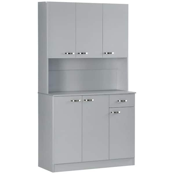 HOMCOM 39.75 in. W x 15.25 in. D x 70.75 in. H in Gray Wood Ready to ...