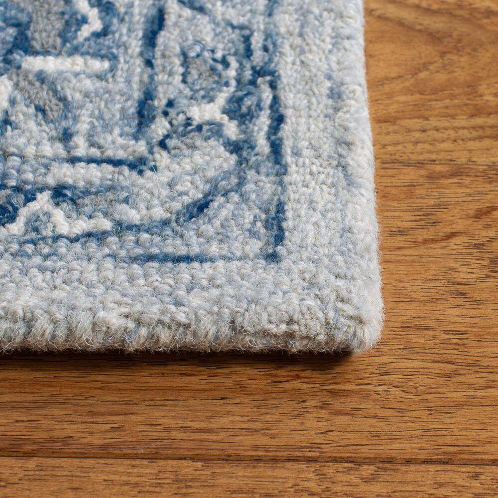 Handmade Light Blue Wool Tufted Rectangular Rug 5x8 Feet