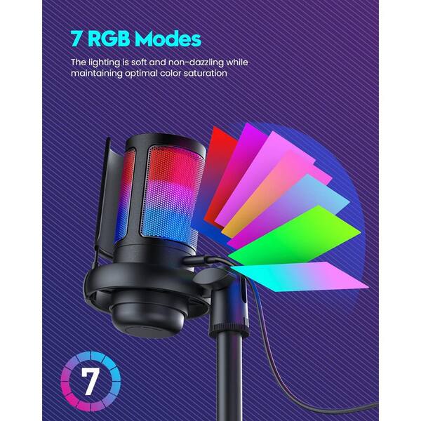 Talomen Microphone de jeu pour PC, kit de microphone à condensateur USB avec RVB, silencieux rapide, bouton de gain, support de perche, filtre pop pour podcasts YouTube F8S Talomen Microphone de jeu pour PC, kit de microphone à condensateur USB avec RVB, silencieux rapide, bouton de gain, support de perche, filtre pop pour podcasts YouTube F8S