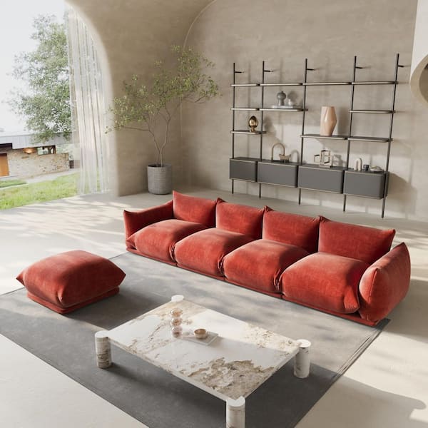 Magic Home Marenco 131 in. Flared Arm Chenille Lawson L-shaped