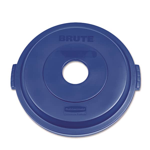 BRUTE 32 Gal. Blue Round Trash Can Bottle and Can Recycling Lid