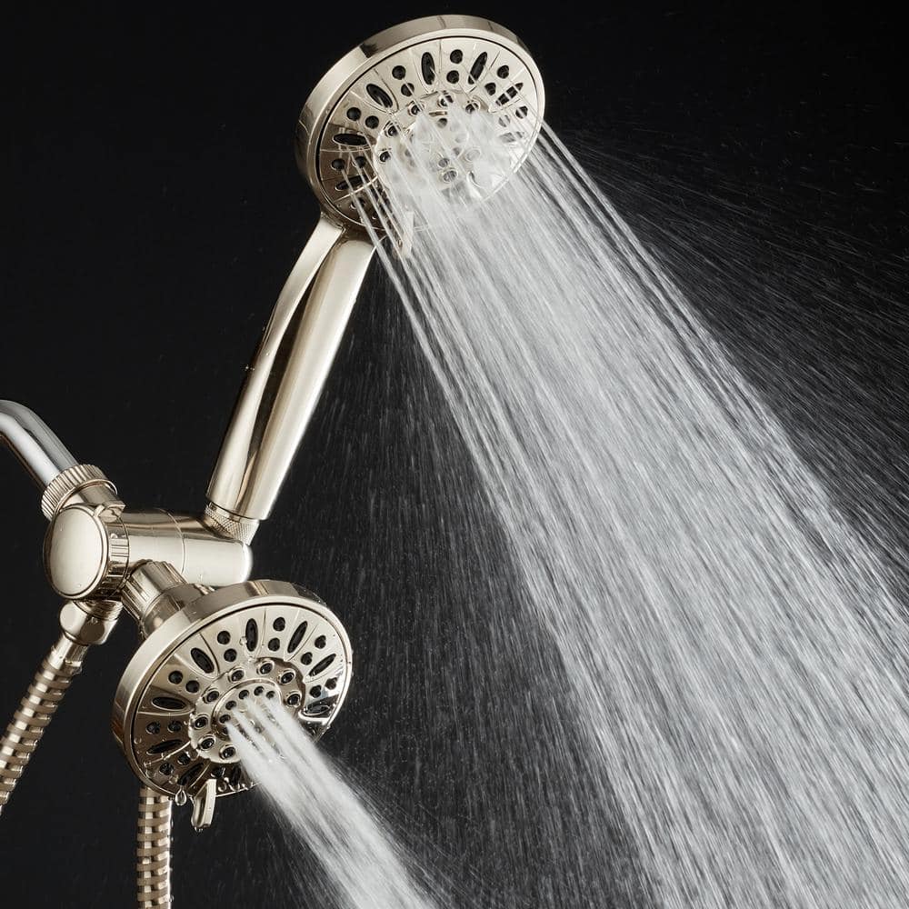 Brushed Nickel Dual Shower Head with 48 Settings