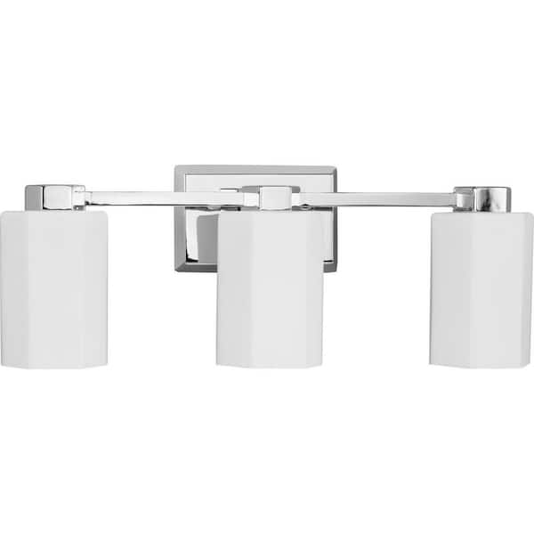 Progress Lighting Estrada 22.37 in. 3-Light Polished Chrome Vanity Light with Opal Glass Shade