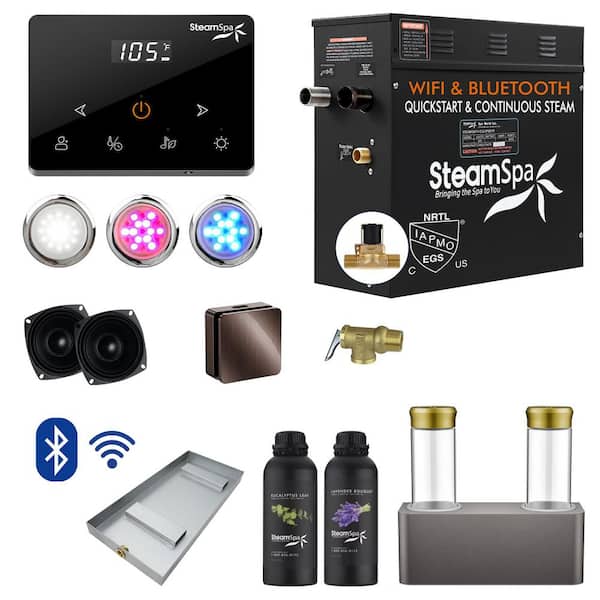 SteamSpa Black Series 9000-Watt Steam Generator with Wireless Remote, BLUETOOTH, WIFI and Dual Aroma Pump in Oil Rubbed Bronze