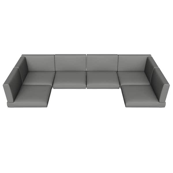 25 in. W x 25 in. L x 4 in. 14-Piece Deep Seating Outdoor Sectional Replacement Cushion Corner Set Grey