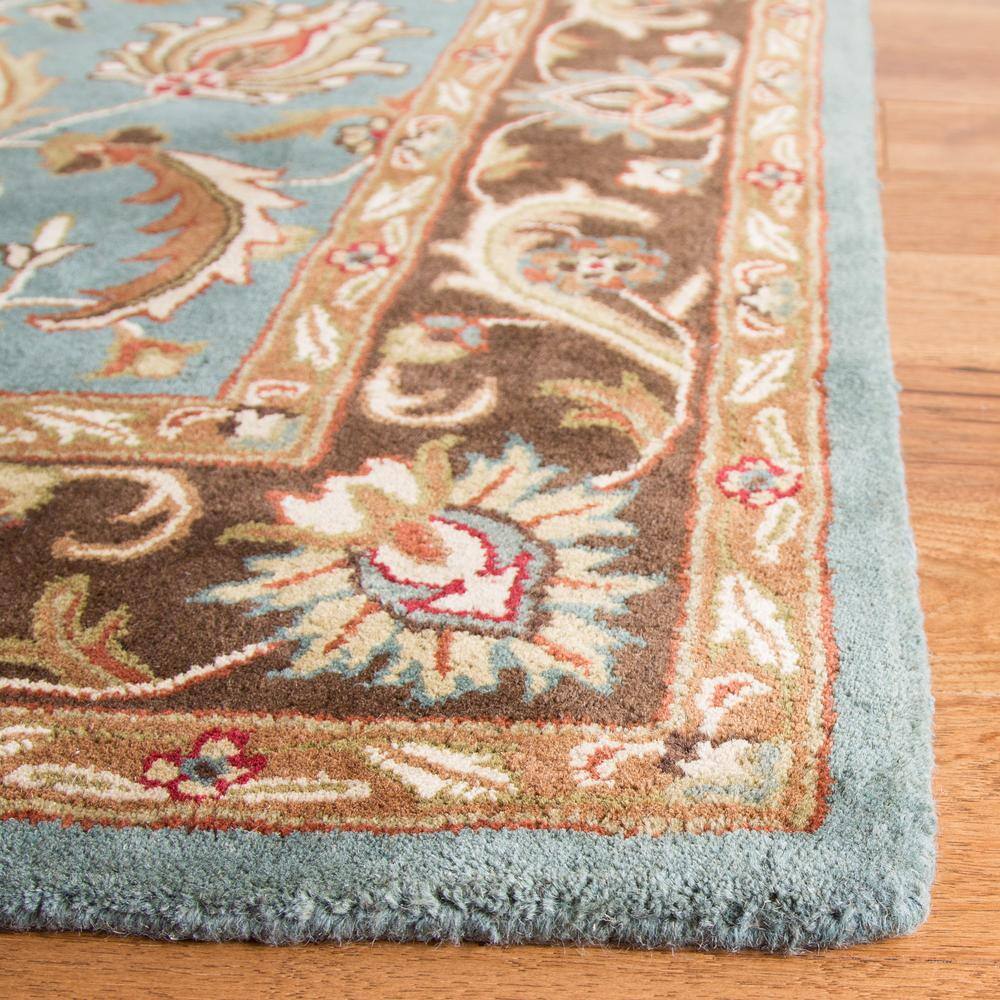 Heritage Blue and Brown Floral Wool Tufted Rug