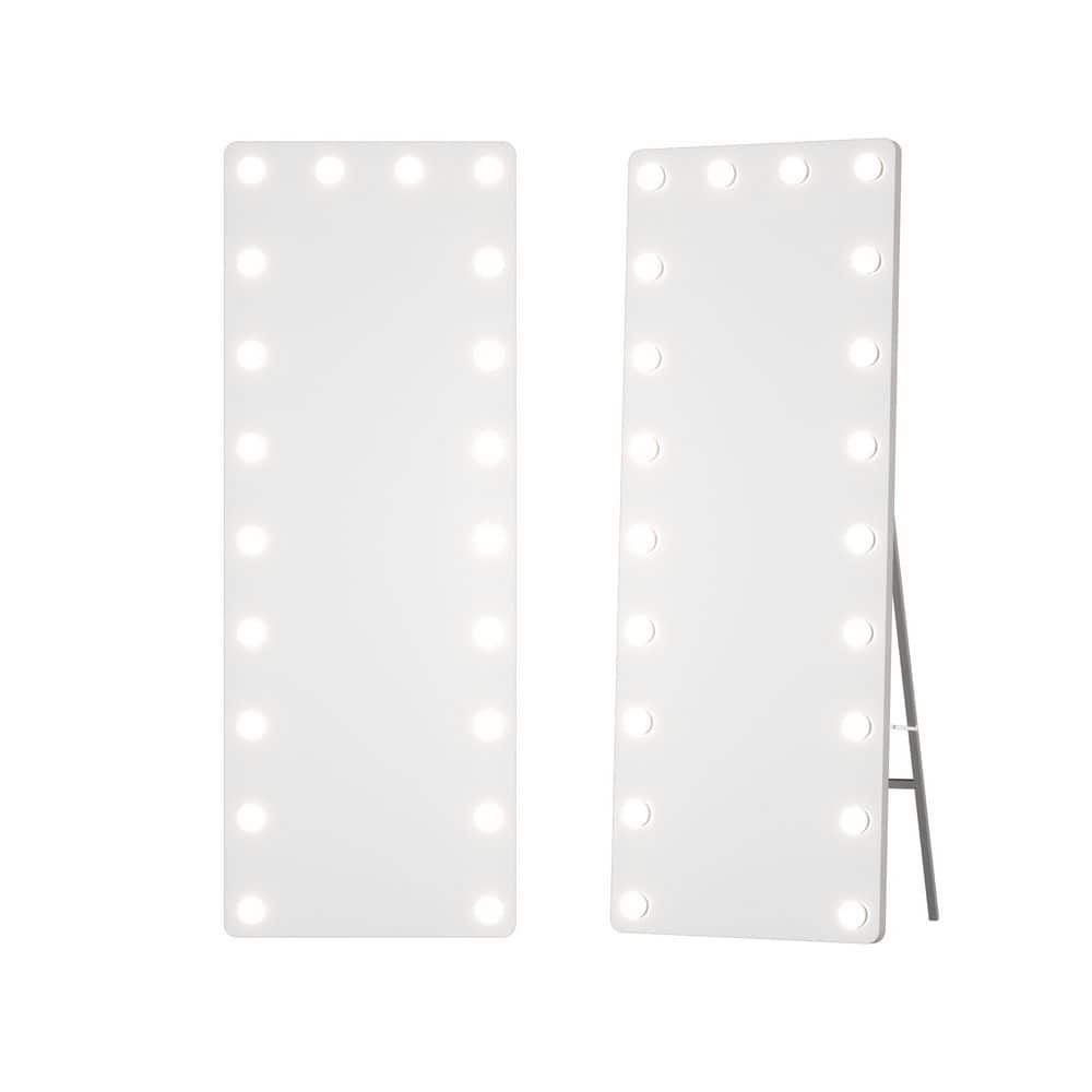 Clear 32 in. W x 71 in. H Rectangular Glass Full Length Mirror with Lights 
