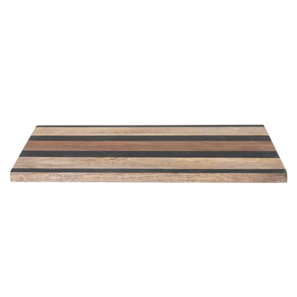 Natural and Black Mango Wood Rectangular Cheese and Cutting Board