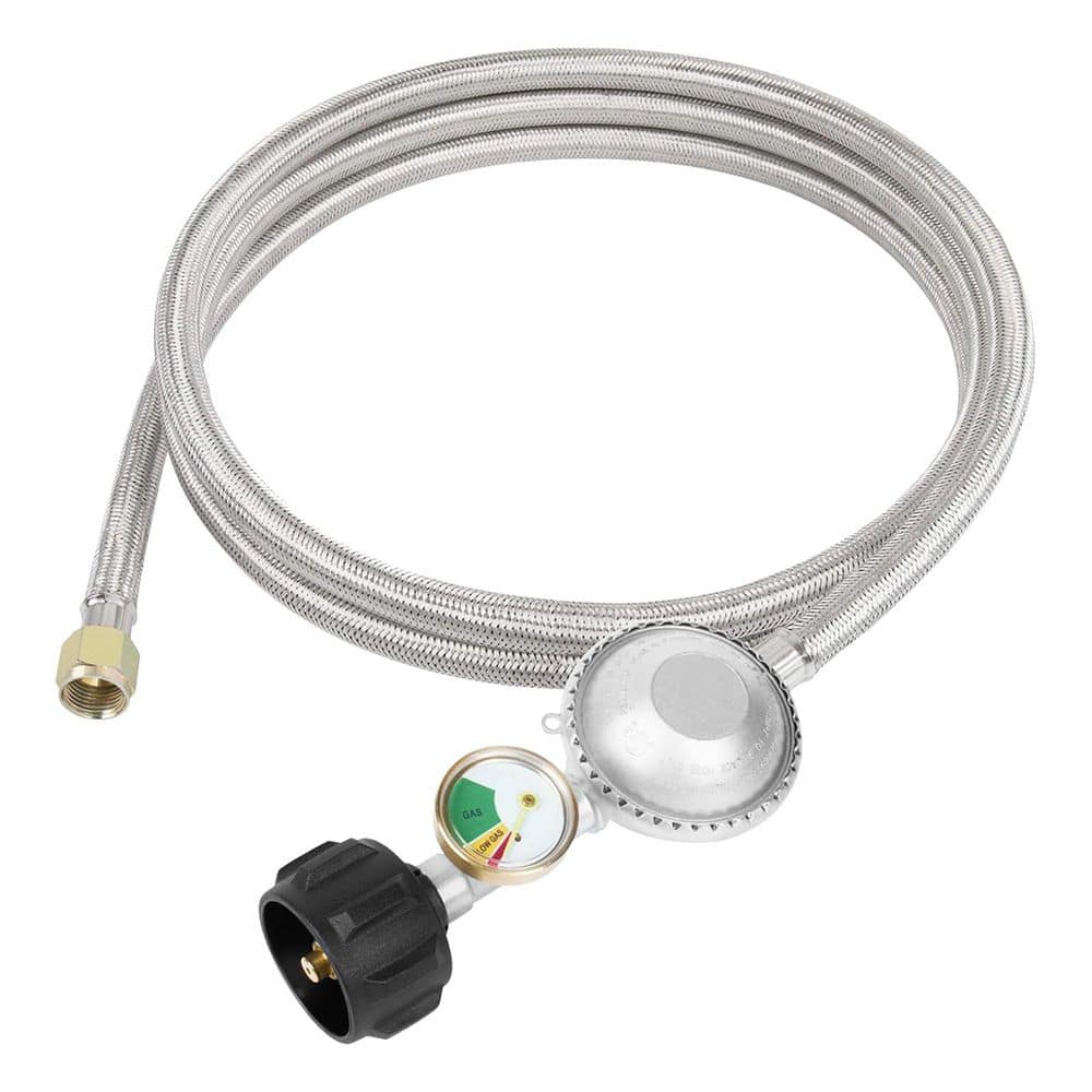 Indoor/Outdoor Stainless Steel Propane Regulator Hose with Gauge for Heater Fire Pit Grill, Leak Detection Included price history on PriceWatchPro