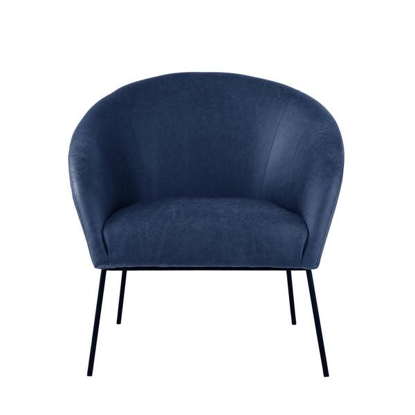 Nicole Miller Darrell Navy/Black PU Leather Accent Chair with Armless