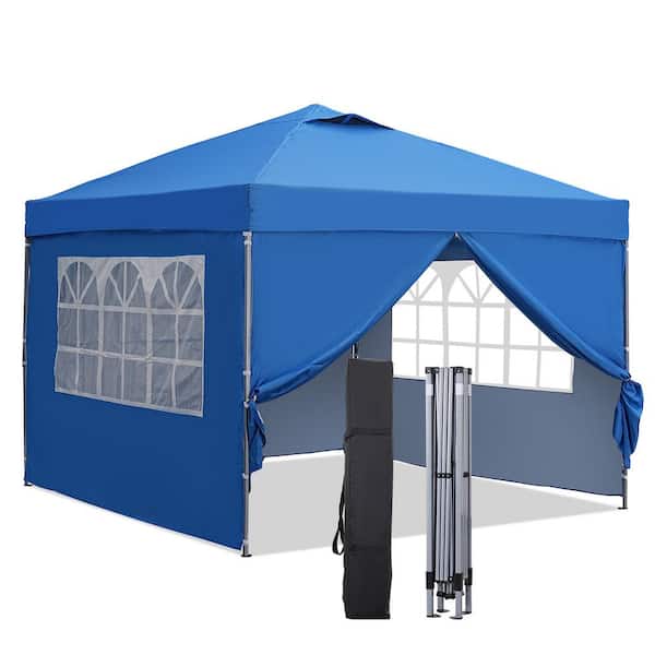 OVASTLKUY 10 ft. x 10 ft. Blue Patio Canopy Tent Pop Up Gazebo with Sidewallls