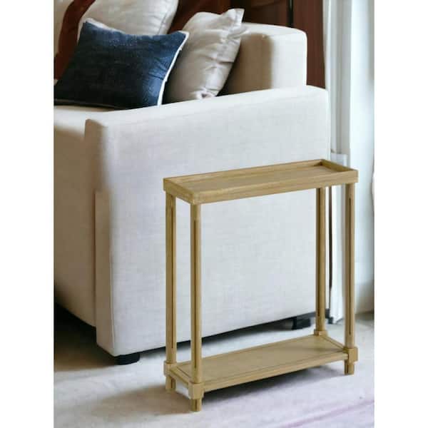 HomeRoots 22 in. Oak Brown Rectangle Wood End Table