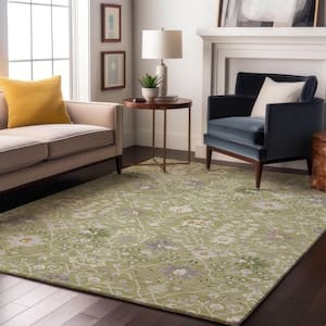 Mayfield Premium Machine Washable Abstract AMF1009 Aloe 10 ft. x 14 ft. Area Rug