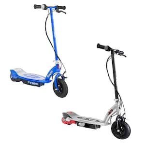 E100 Motorized Rechargeable Kids Toy Electric Scooters, 1 Black and 1 Blue